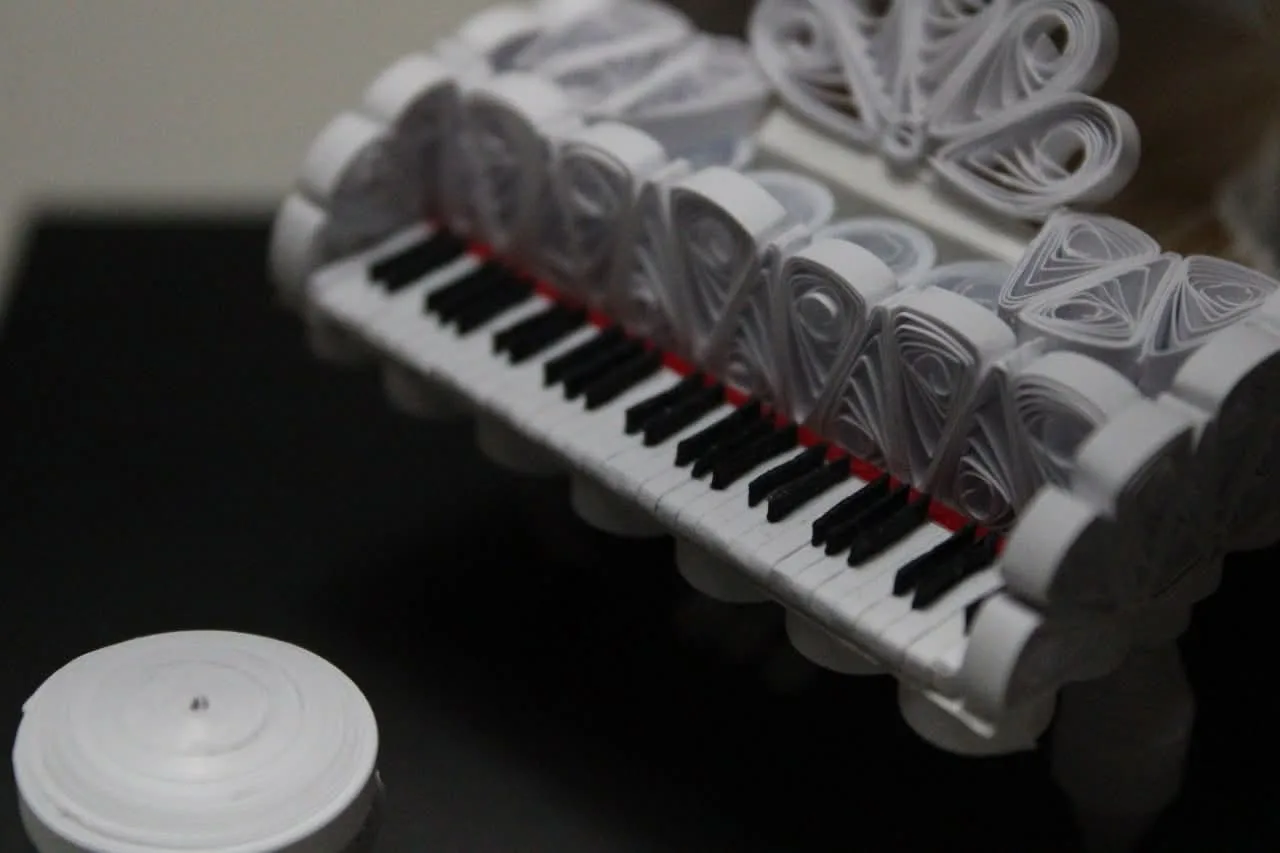Close-up of the paper piano keys