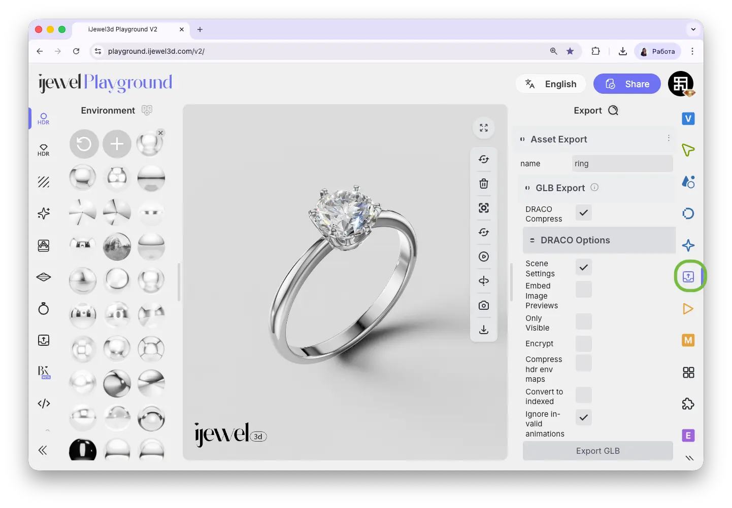 Advanced export from right panel