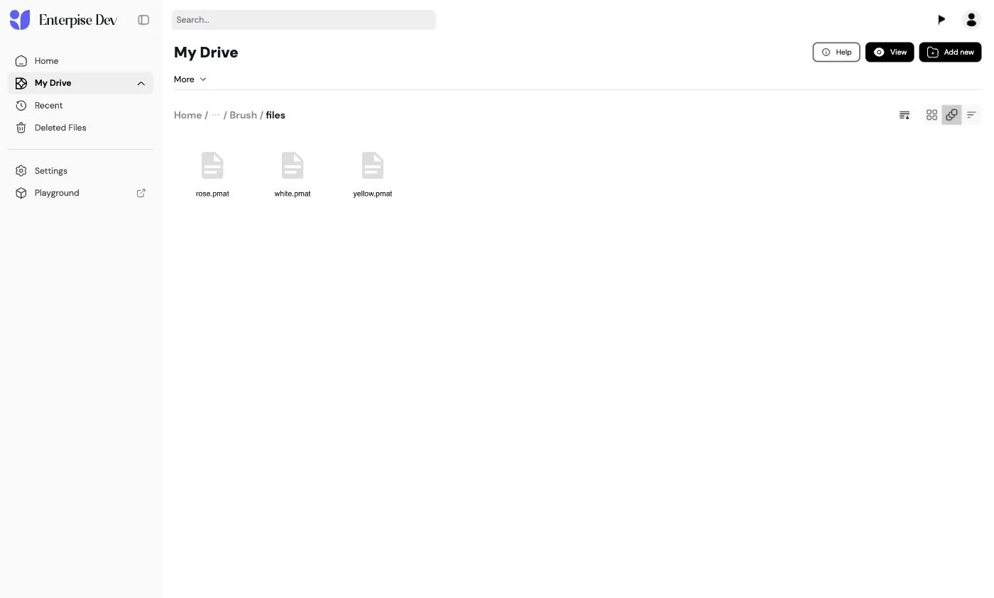Finish files folder with rose, white, and yellow PMAT files