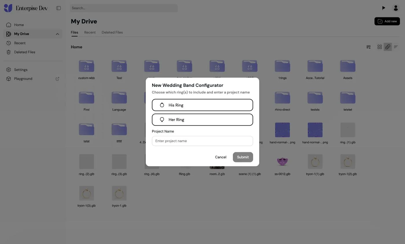 New Wedding Band Configurator dialog