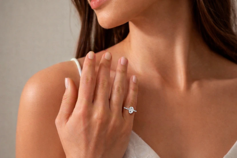 The ring on a hand photo with contact shadow