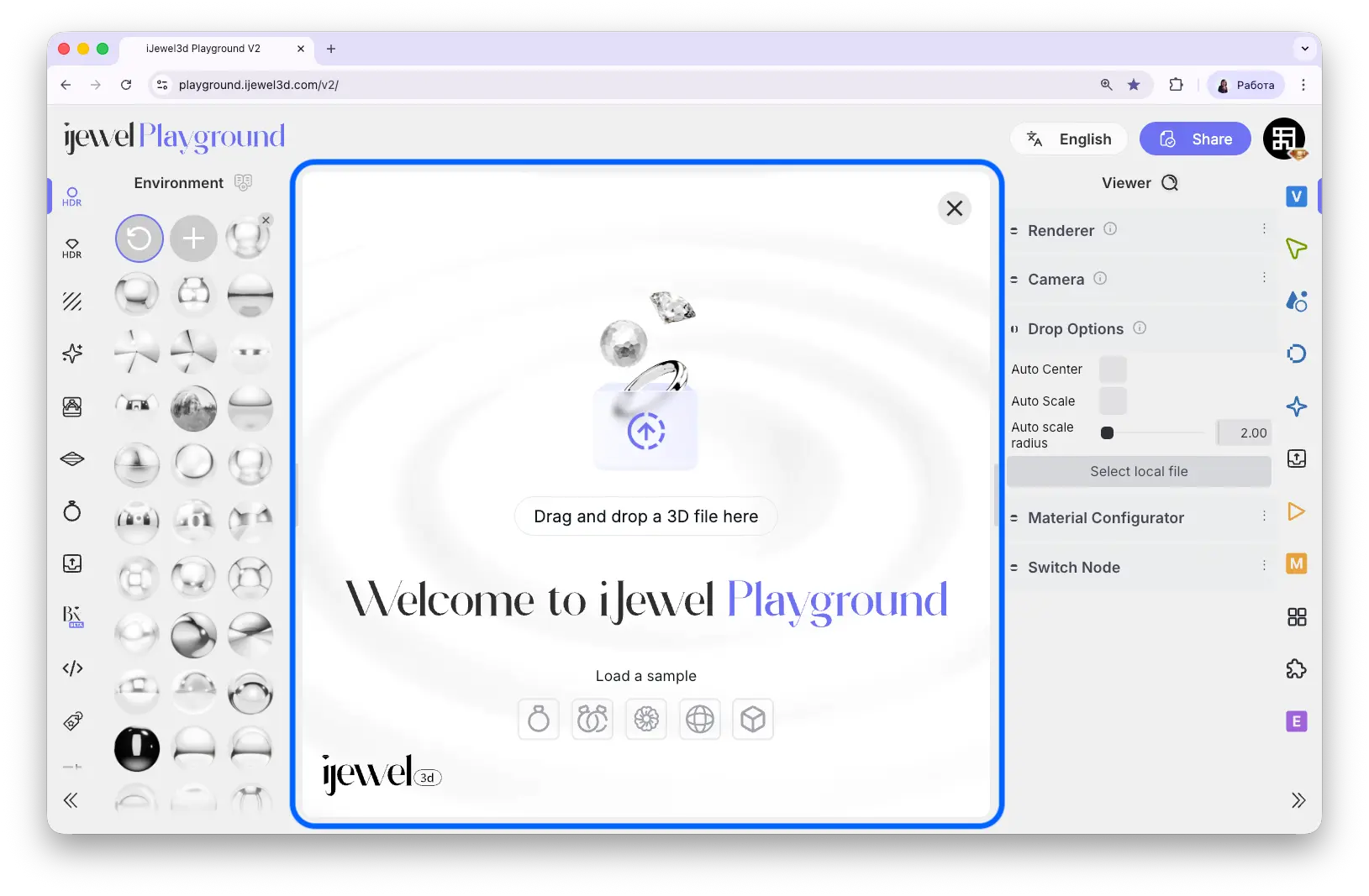 Drag and drop files onto the canvas