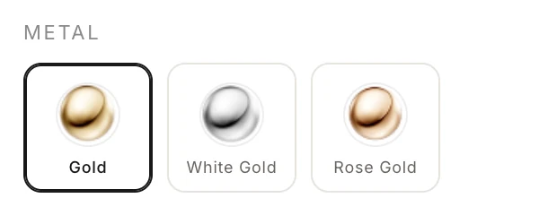 Circular metal swatches with the selected one highlighted